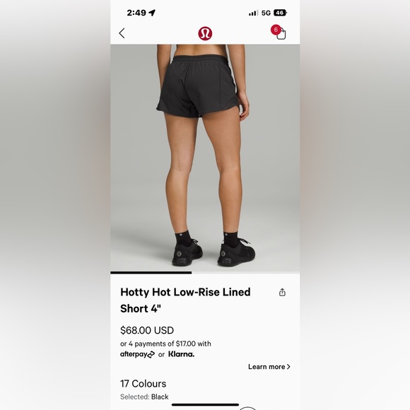 Black lululemon hotty hot 4” - Picture 2 of 2